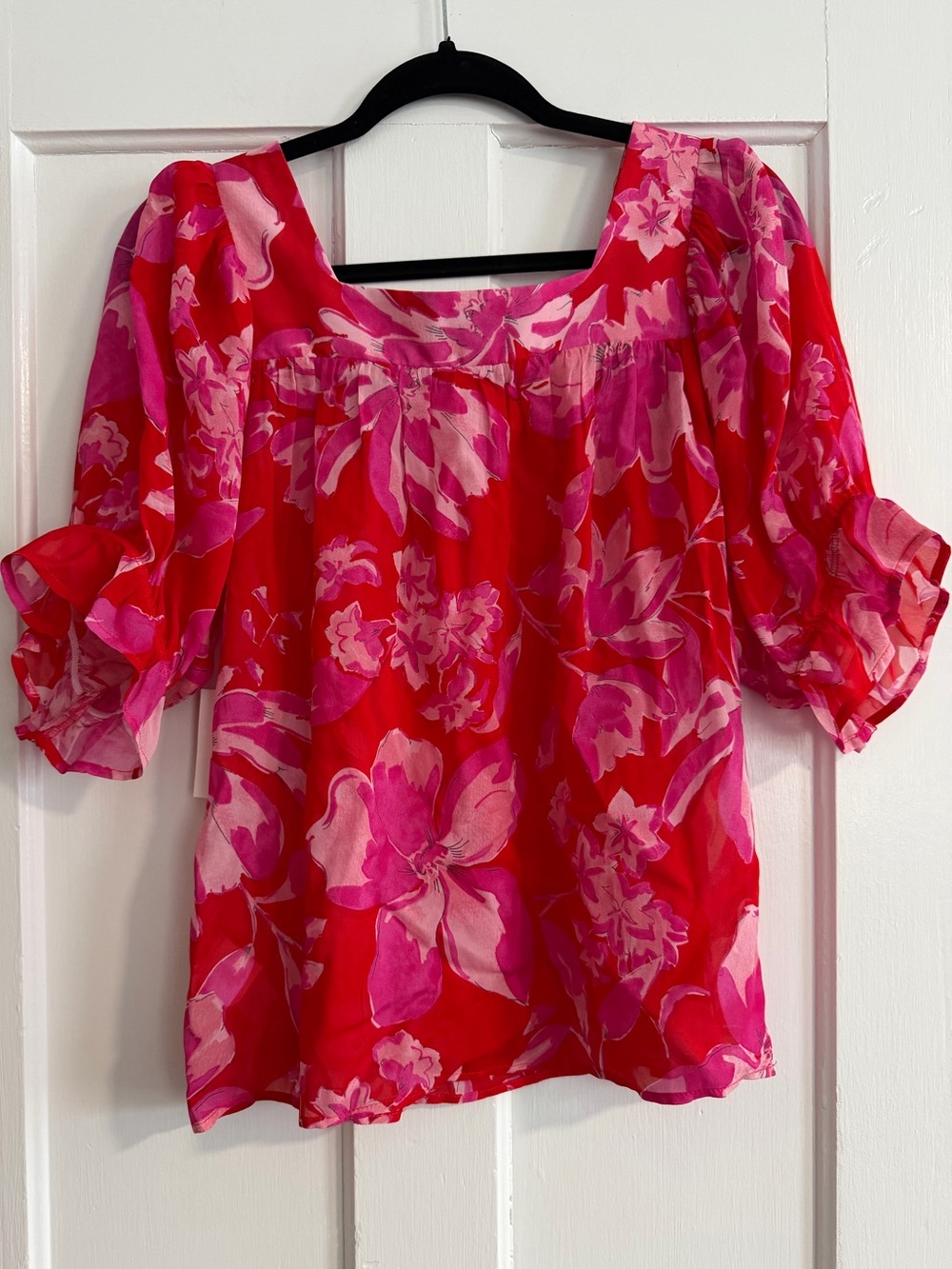 Karen Kane Floral Square-Neck Blouse Medium - Picture 3 of 12